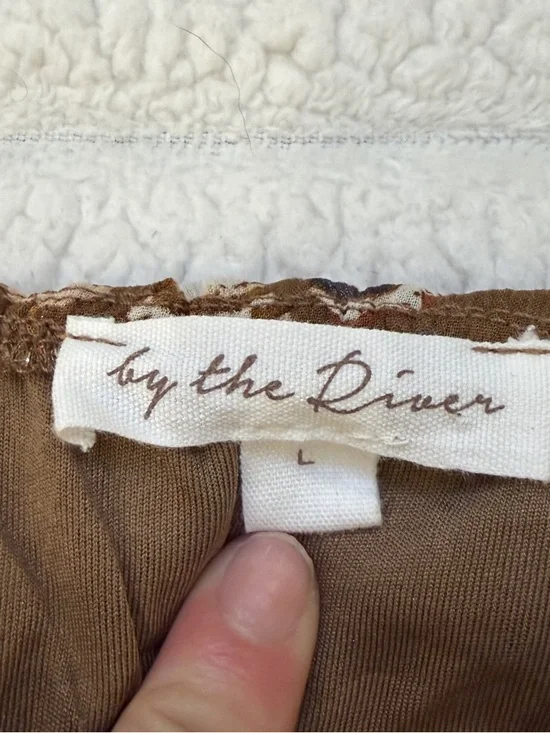 By the River Brown Floral Smocked Mini Dress with Puff Sleeves - Picture 4 of 4